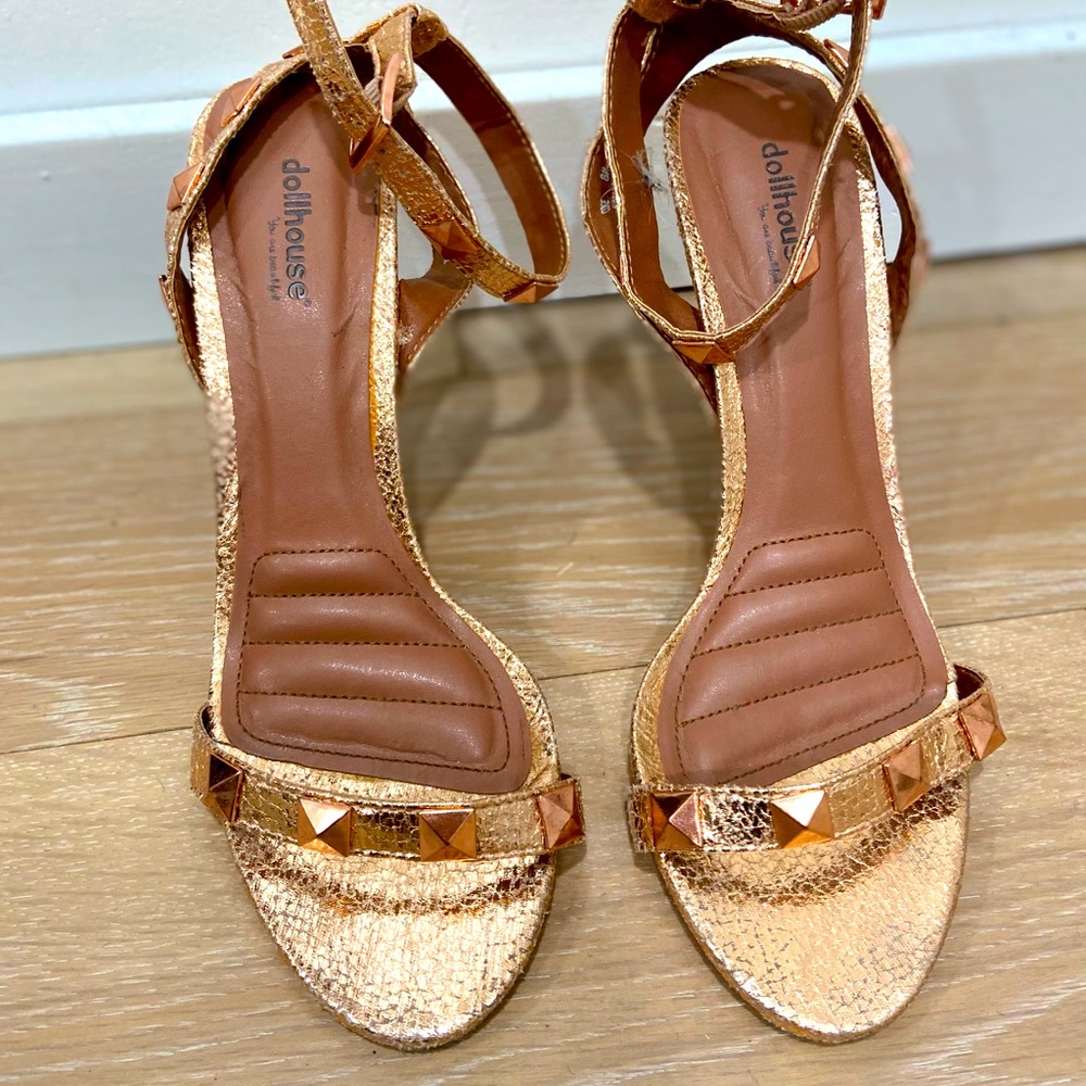 Rose gold studded heels